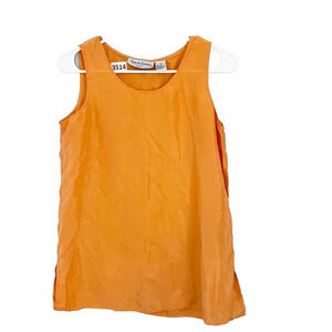 Diane Von Furstenberg Womens Orange Blouse XS Sleeveless Silk Tank Summer Casual